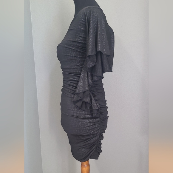 One Shoulder Flutter Sleeve Candies Snake Print Mini Dress - Picture 3 of 7